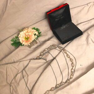 bundle flower hair comb, bubble necklace, Swarovski necklace box